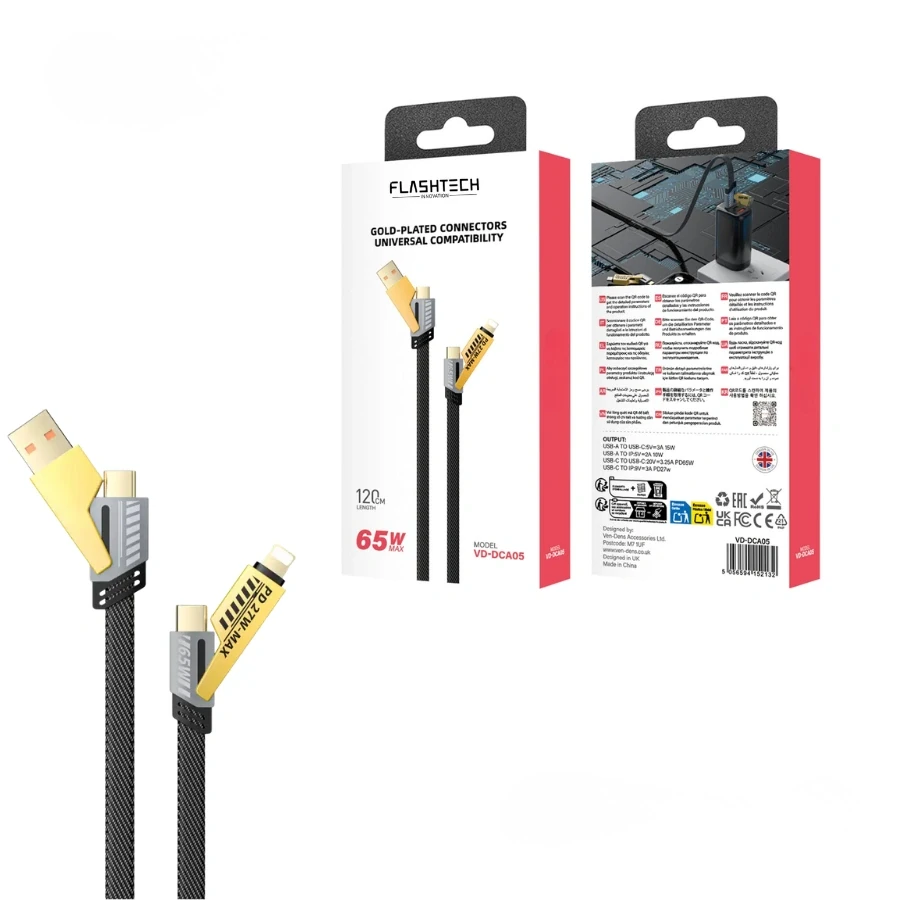 4-in-1 Multi Charging Cable for Everyday Devices | DCA05 by FlashTech Innovation