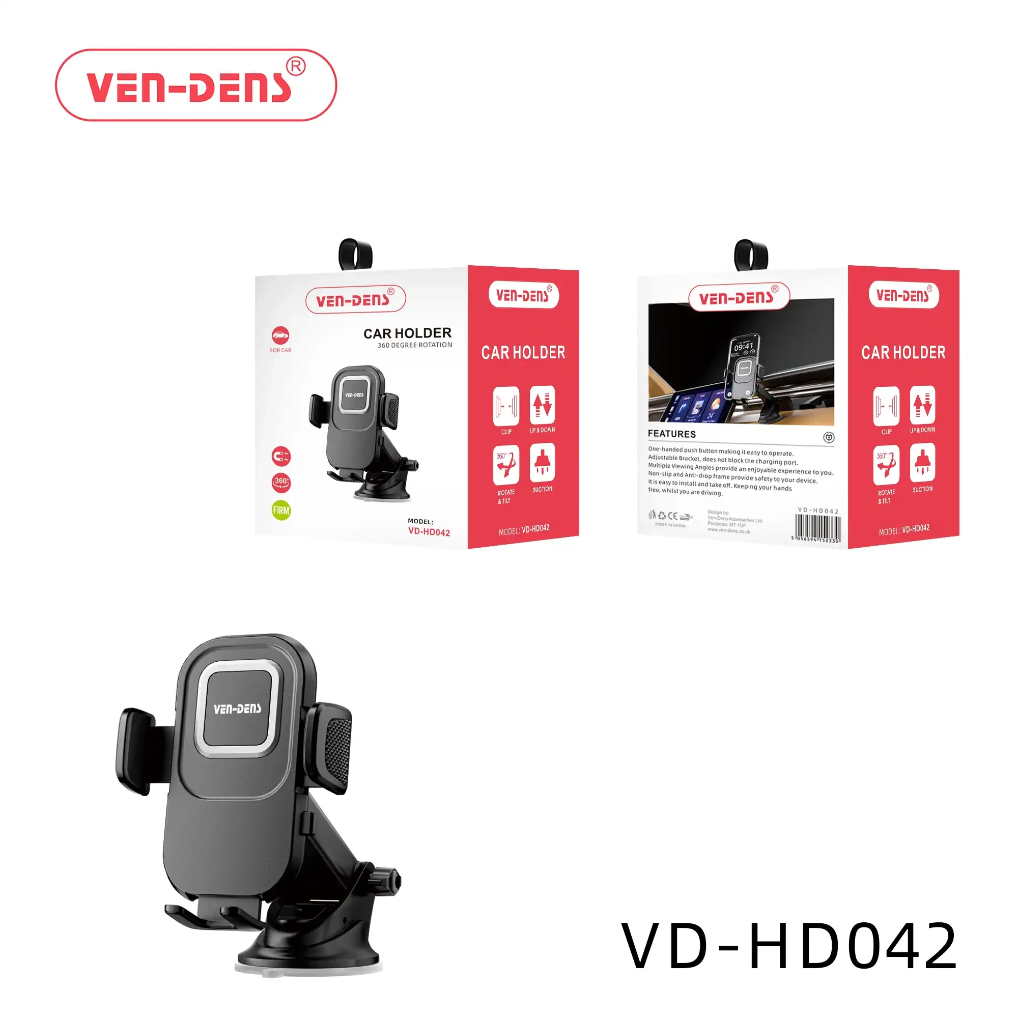 Car Phone Holder with Suction Cup & One-Touch Button image 3