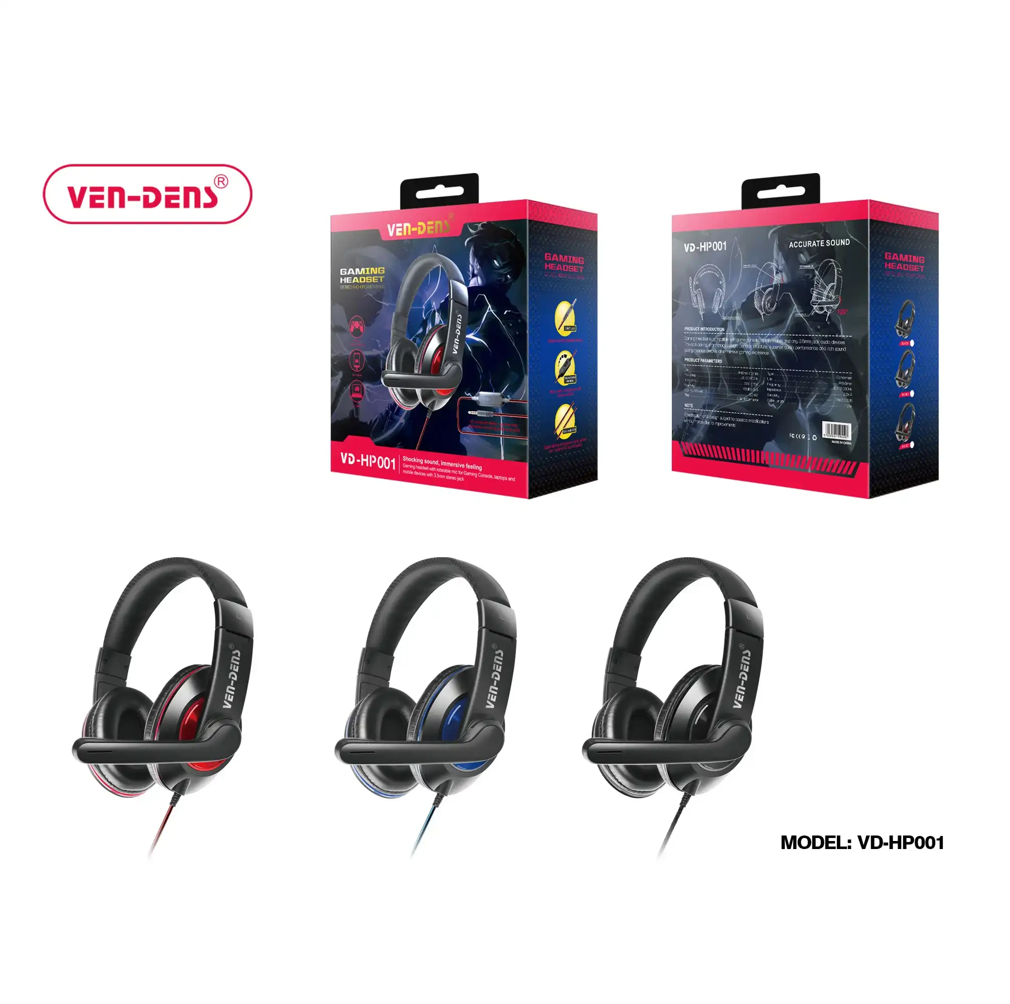 3.5mm Wired Headphones with Mic & Volume Control | VD-HP001 by FlashTech Innovation