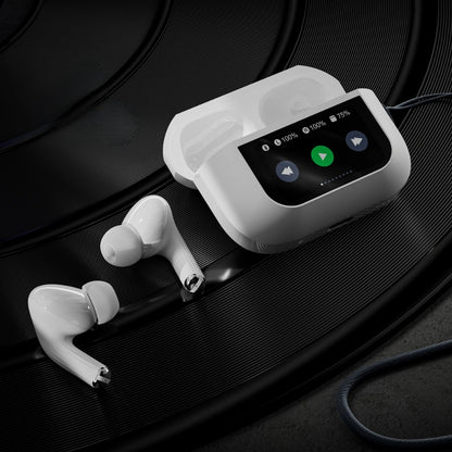 BT-018 smart charging case showing LED display and control functions