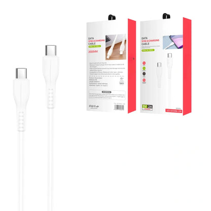 DC06-2M white USB-C to USB-C cable 2m with PD 60W fast charging for phones, tablets, and USB-C devices
