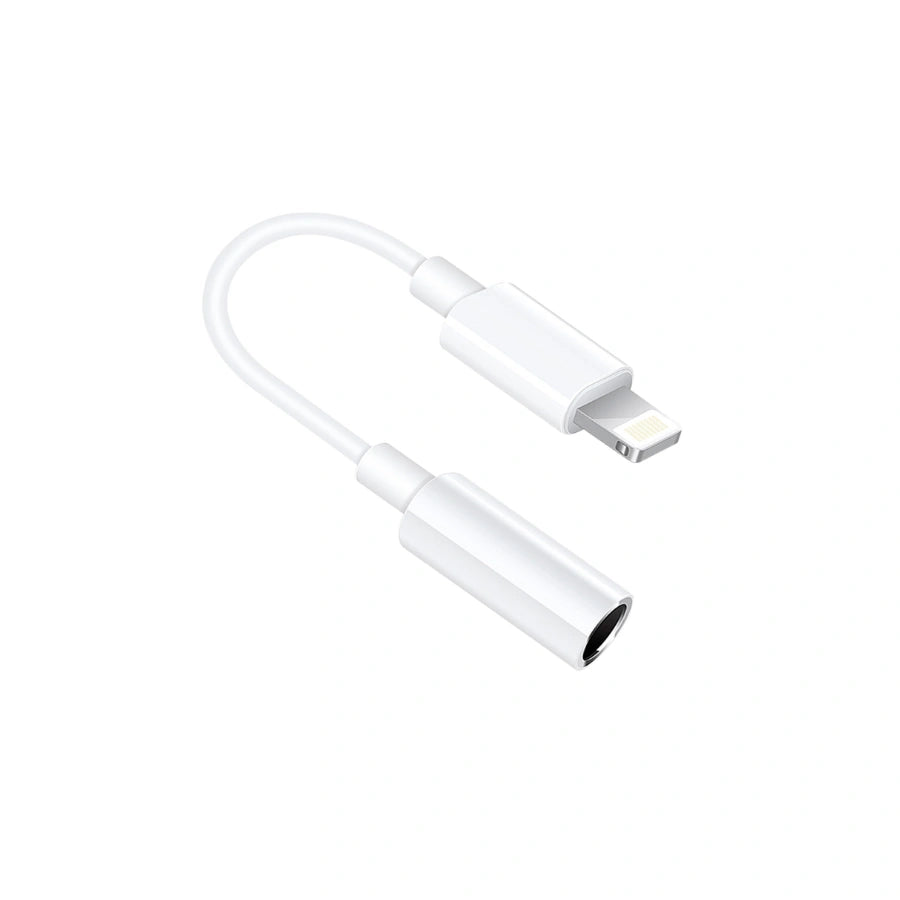 Lightning to 3.5mm jack audio adapter VD-AUX010 in white for wired headphones and audio devices